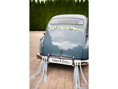 Plăcuță de înmatriculare din carton albă Husband & Wife - 59 x 11,5 cm - 1 buc.