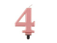 Număr metalic lumânare aur roz - 4 - patru