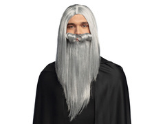Perucă și barbă de vrăjitor pentru un bărbat