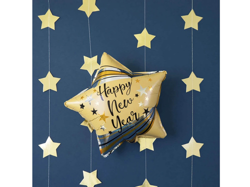 Balon cu steluță de folie Happy New Year - 45 cm - 1 buc.