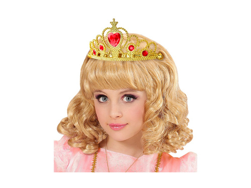 Tiară aurie cu bijuterii roșii