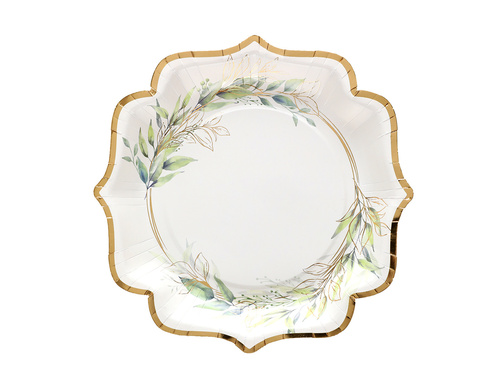 Farfurii de hârtie cu frunze verzi - 21 cm - 10 buc.