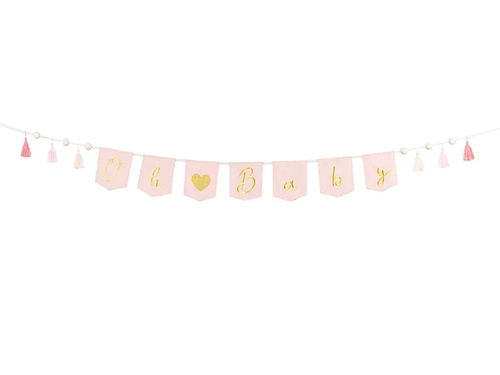 Oh Baby banner textil roz deschis - 250 cm - 1 buc.