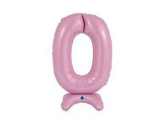 Balon din folie în picioare numărul 0 roz pastel - 64 cm - 1 buc.