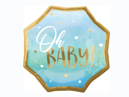 Oh Baby balon folie! pentru Baby Shower albastru - 55 cm - 1 buc.