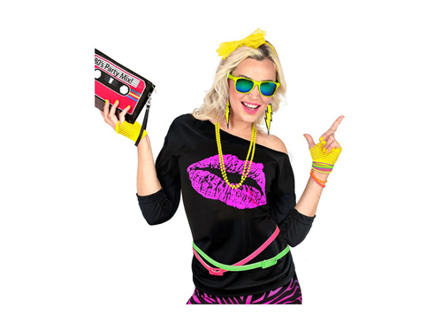 Mănuși fără degete din plasă galben neon