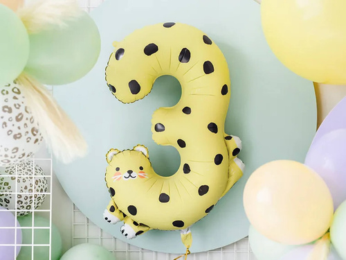 Balon din folie numărul 3 Cheetah - 75 cm - 1 buc.