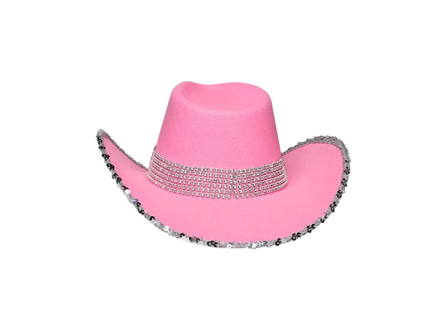 Pălărie de cowboy cu paiete roz - 1 buc.