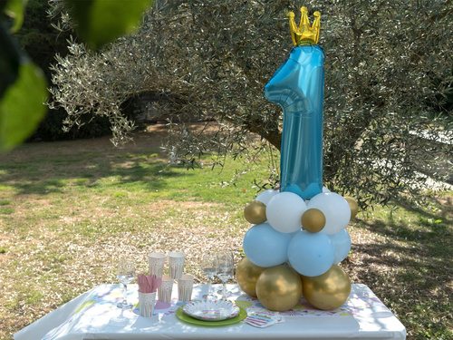 Set de baloane pentru o zi de naștere în albastru și auriu - 19 buc.