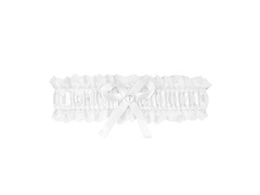 Jartieră din dantelă albă cu fundiță - 1 buc