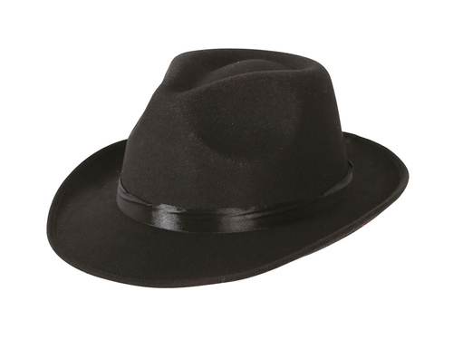 Pălărie de gangster neagră cu bordură - 1 buc.