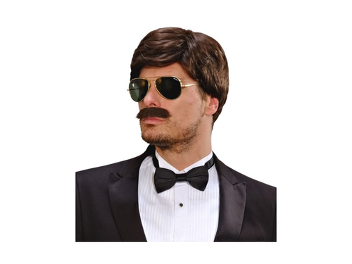 Peruca maro Playboy Dream Hair cu mustață