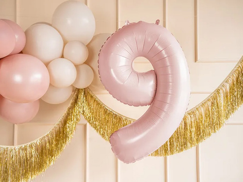 Balon din folie roz deschis cu numărul 9 - 72 cm - 1 buc.