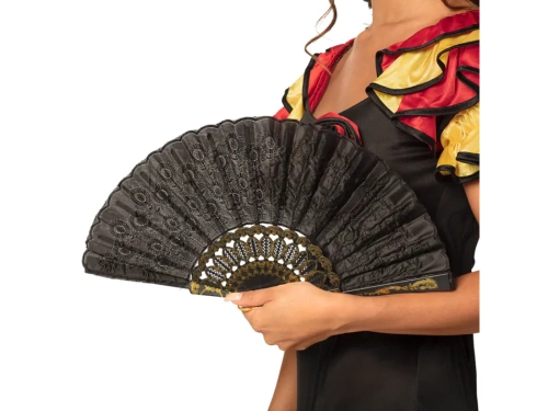 Evantai negru cu decoratiuni aurii - 1 buc.