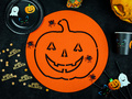 Farfurii de Halloween fantomă, pisică și dovleac - 18 cm - 6 buc.