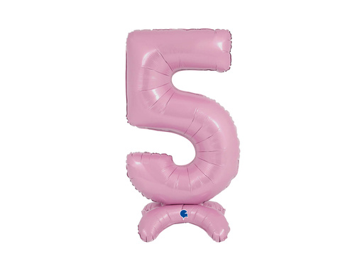 Balon din folie cu numărul 5 în picioare roz pastel - 64 cm - 1 buc.