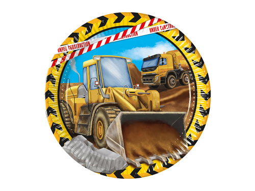 Farfurii aniversare Construcție - 23 cm - 8 buc.