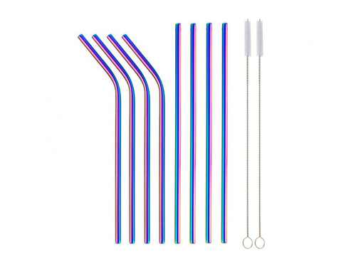 Paie tubulară reutilizabilă din metal, casabilă - 4 buc.