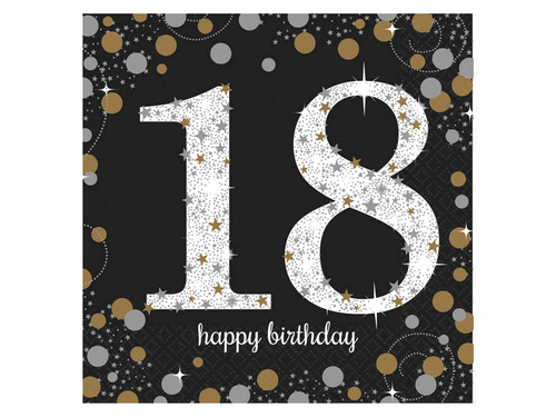 Șervețele pentru a optsprezecea aniversare - 33 cm - 16 buc.