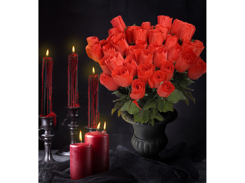 Floare artificială de trandafir roșu - 44 cm - 1 buc.