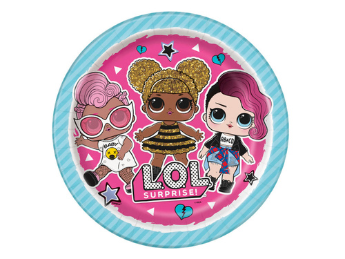 LOL Farfurii surpriză pentru ziua de naștere - 23 cm - 8 buc.