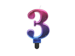 Lumânare cu număr metalic Night Sky - 3 - trei