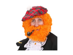 Peruca portocalie cârlionțată scoțiană și irlandeză cu barbă