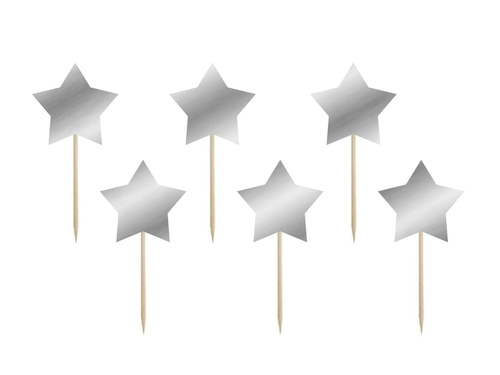 Pene stea argintii - 7 cm - 6 buc.