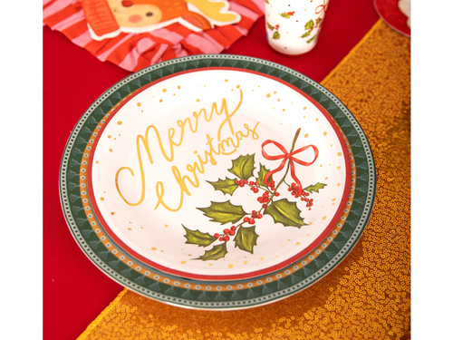 Farfurii de Crăciun Holly - 22,8 cm - 10 buc.