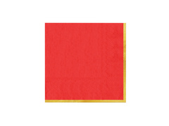 Șervețele de hârtie roșii cu margine aurie - 33 cm - 10 buc.
