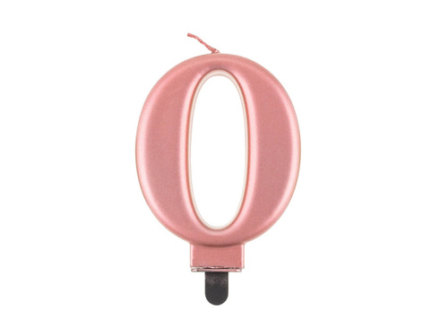 Număr metalic lumânare aur roz - 0 - zero