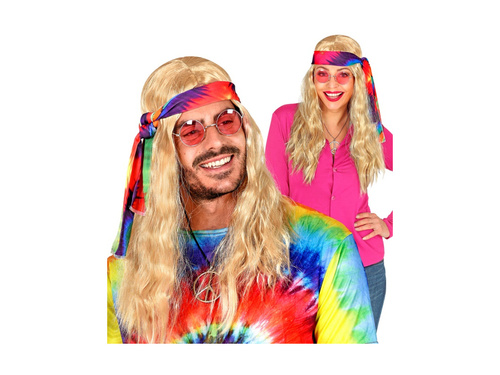 Peruca hippie blondă cu bentiță