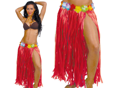 Fustă hawaiiană lungă roșie - 1 buc.