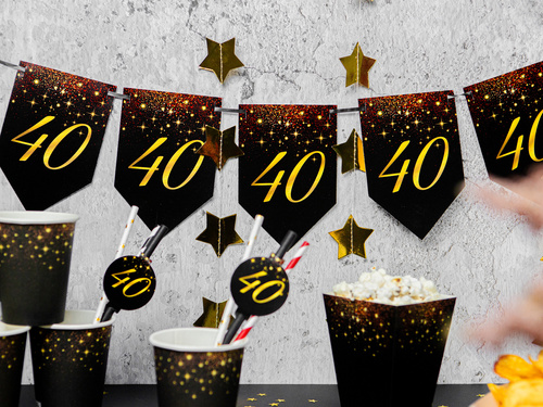 Banner cu stegulețe „Sparkling” pentru aniversarea de 40 de ani – 5 m.