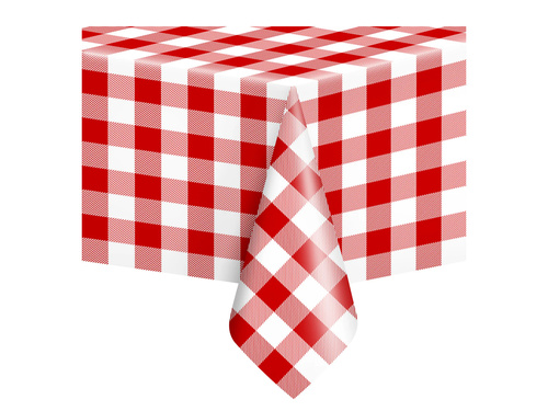 Față de masă din folie cu carouri roșii și albe - 137 x 274 cm - 1 buc.