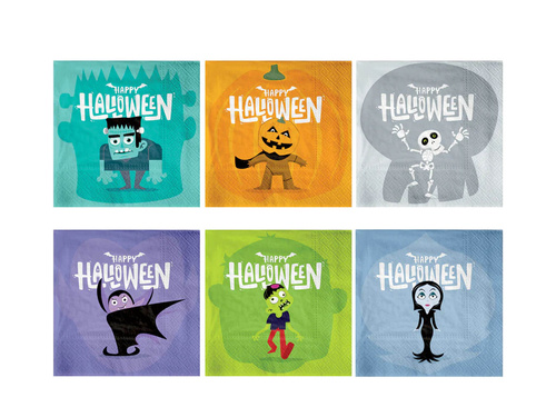 Șervețele Halloween Monsters - 33 cm - 12 buc.