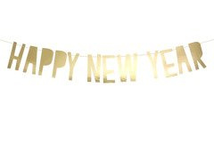 Happy New Year banner auriu - 90 cm - 1 buc.