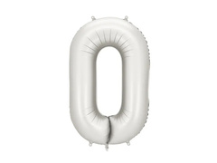 Balon din folie argintiu numărul 0 - 86 cm - 1 buc.