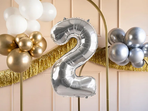 Balon din folie numărul 2 argintiu - 72 cm - 1 buc.