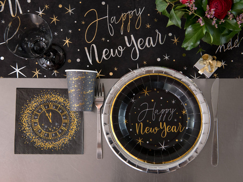 Pahare de Anul Nou fericit - negru - 270 ml - 10 buc.