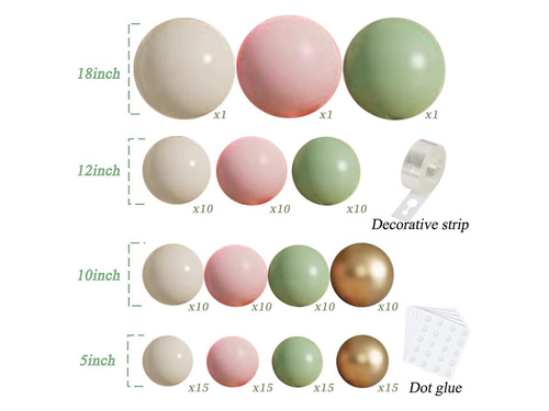 Set de baloane pentru ghirlanda de baloane verde și roz - 135 buc.