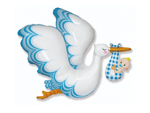 Balon din folie cu barză albastră - 80 x 96 cm - 1 buc.