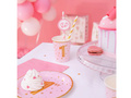 Pahare de hârtie roz pentru ziua de naștere - 220 ml - 6 buc.