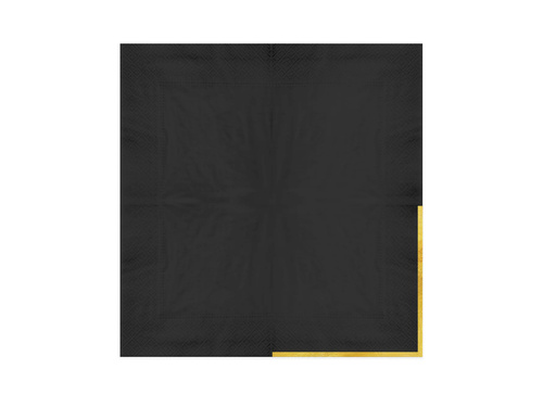 Șervețele de hârtie negre cu margine aurie - 33 cm - 10 buc.