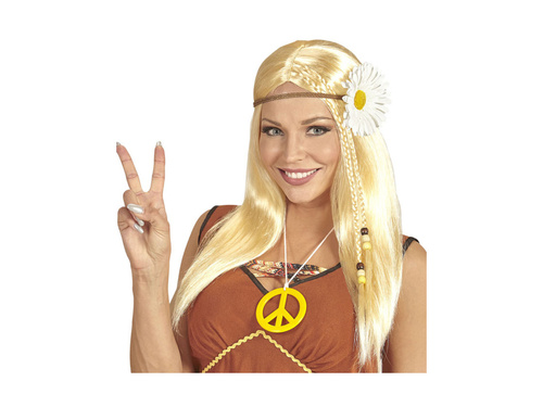 Peruca hippie blondă cu bentiță de margarete