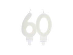 Lumânare fluorescentă aniversare 60 de ani - 9 cm - 1 buc.