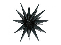 Balon 3D cu stea neagră mată din folie - 50 x 46 cm - 1 buc.