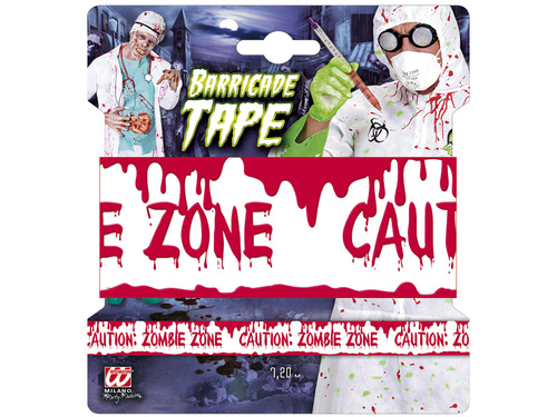 Caution Zombie Zone panglică decor - 7,2 m - 1 buc.