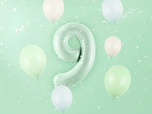 Balon folie verde cu numărul 9 - 72 cm - 1 buc.