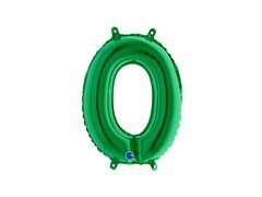 Balon din folie numărul 0 verde - 36 cm - 1 buc.